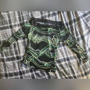 Speechless green and black wide neck top. Small women's.